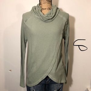 Dusty green, scoop neck sweater.